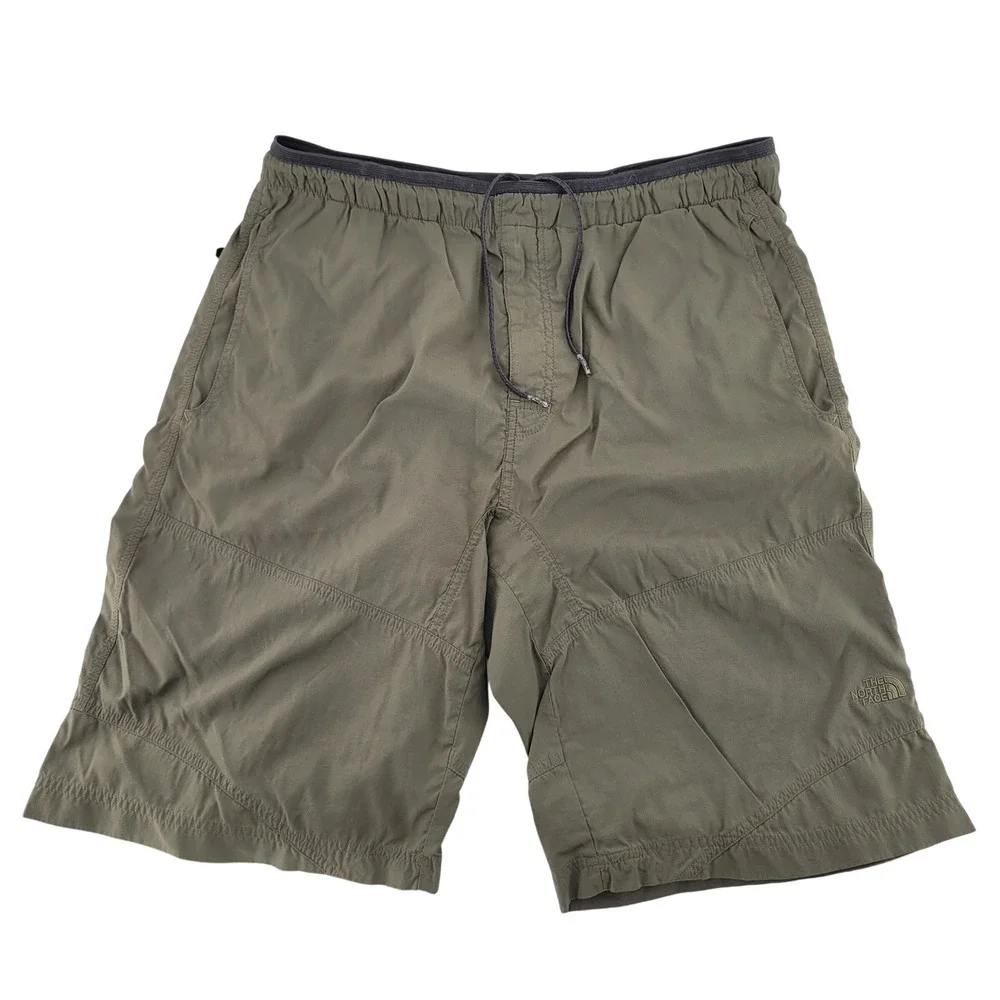 The North Face Shorts Mens Large Green Hiking Stow Pocket Drawstring Elastic‎